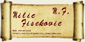 Milić Fišeković vizit kartica